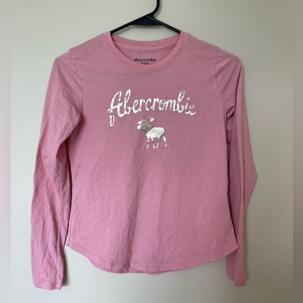3/$30 Abercrombie Kids Size 11/12 Pink Long Sleeve Moose Shirt